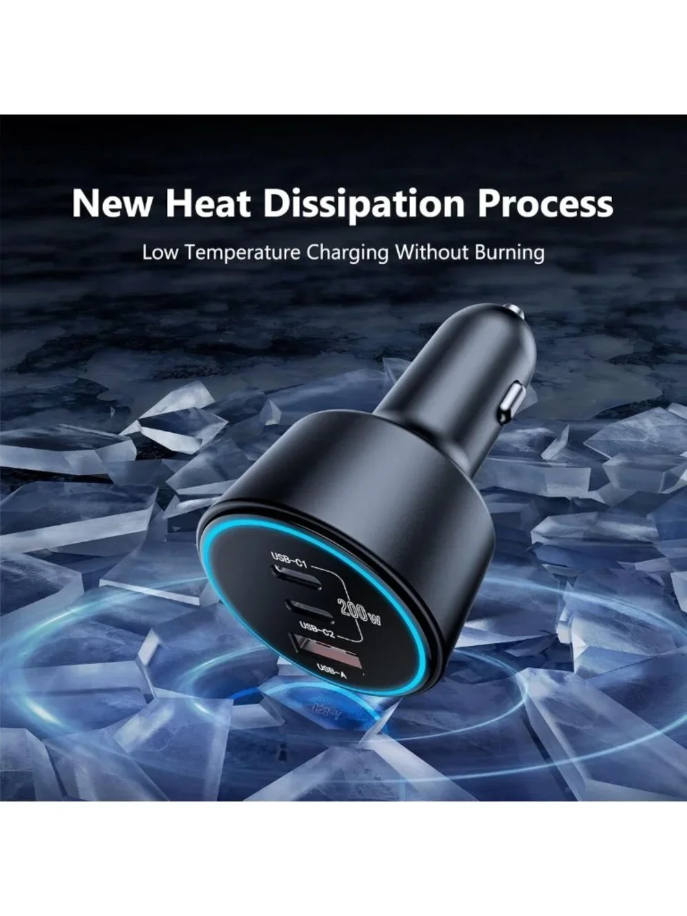 Fast Charging 200W Dual USB C Car Charger, PD3.0/QC4.0 Adapter for iPhone